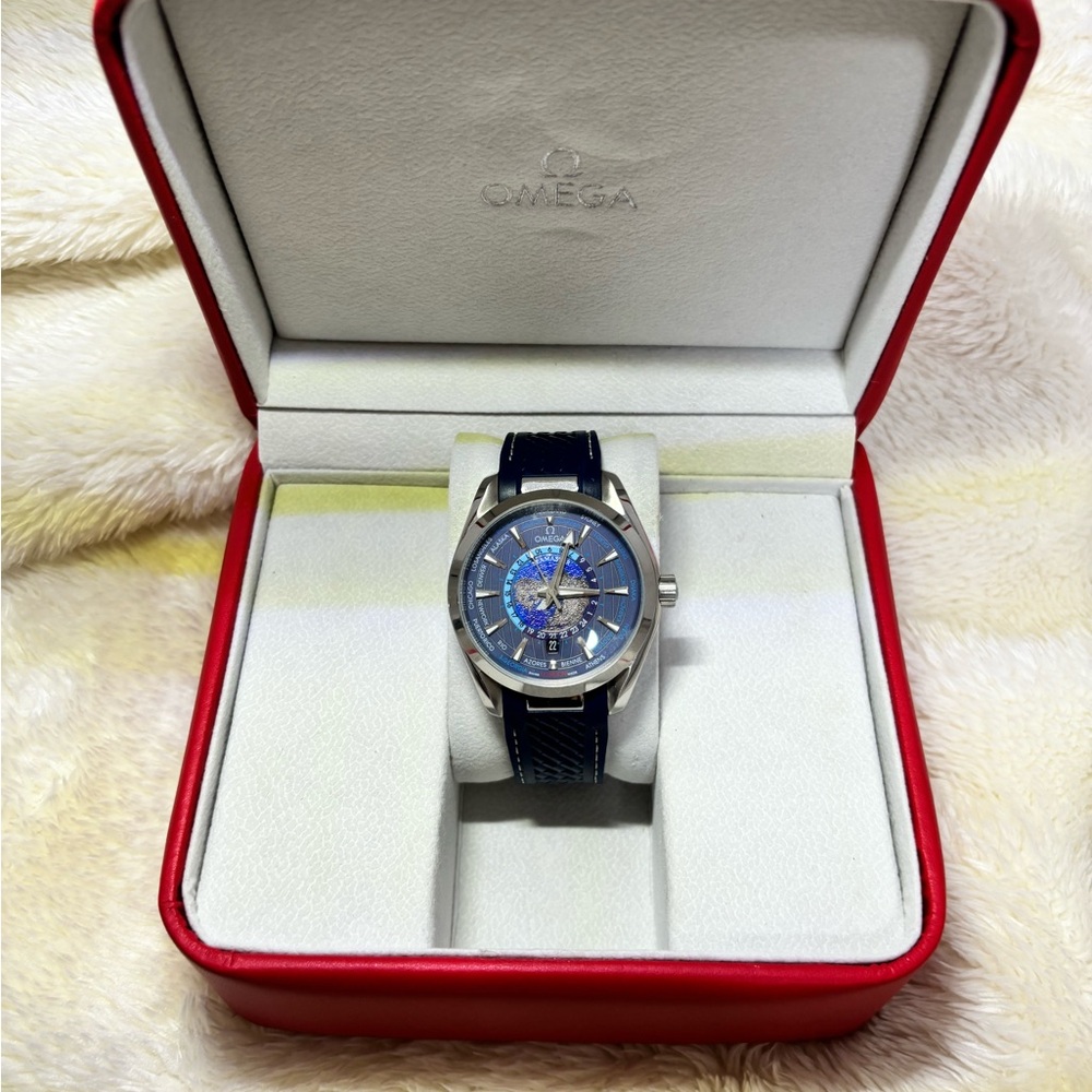OMEGA Seamaster Aqua Terra 150M World Time With Blue Rubber Strap
